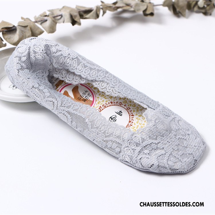 Bas Bas De Soie Femme Invisible Chaussette Chaussette Basse Coupée Silicone Dentelle Antidérapant Rose Clair