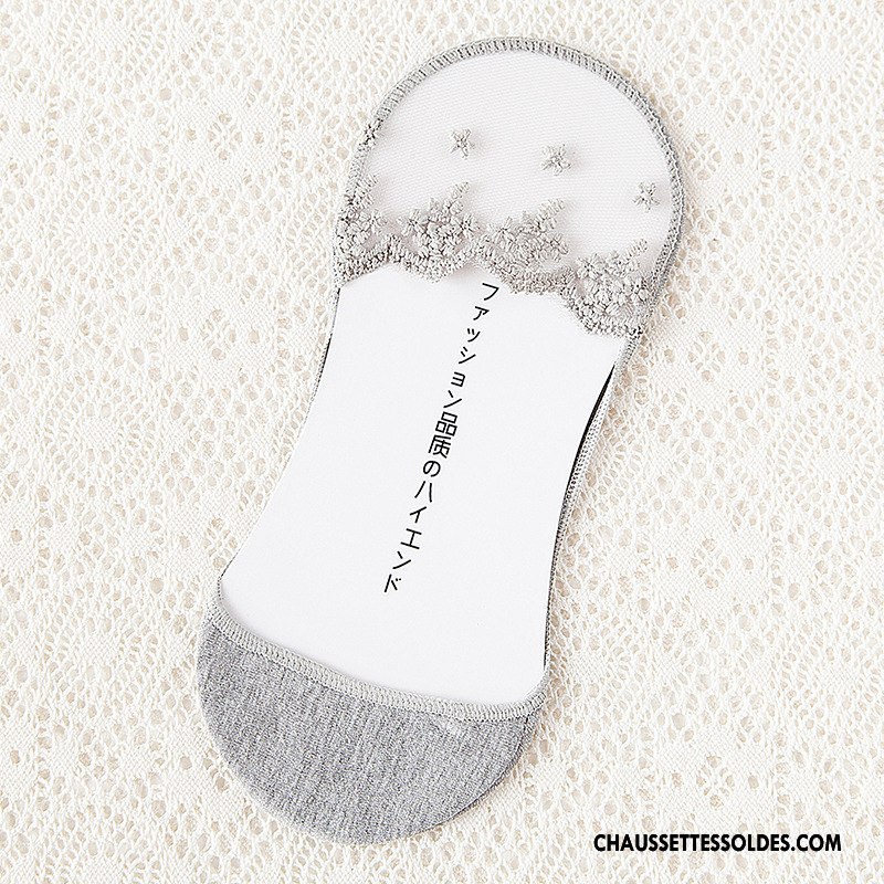 Bas Bas De Soie Femme Invisible Dame Couleur Chaussette Silicone Soie De Glace Gris Clair