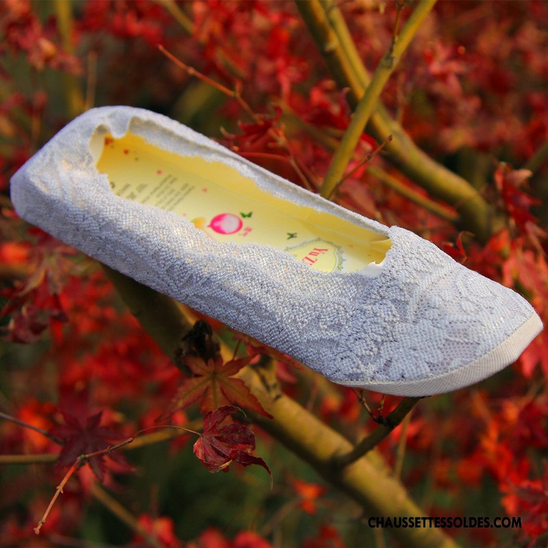 Bas Bas De Soie Femme Invisible Dentelle Chaussette Basse Coupée Été Antidérapant Printemps Multicolore Clair
