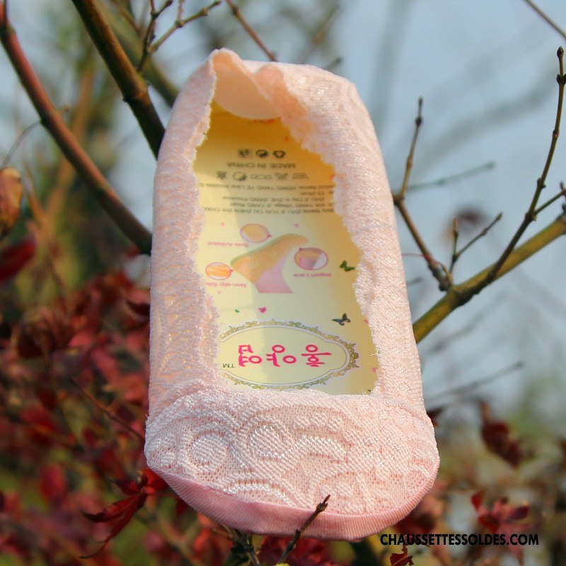 Bas Bas De Soie Femme Invisible Dentelle Chaussette Basse Coupée Été Antidérapant Printemps Multicolore Clair