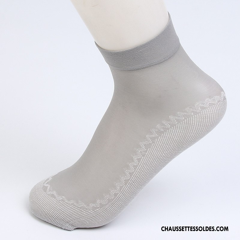 Bas Bas De Soie Femme Le Nouveau Antidérapant Chaussette De Noël Courte Ultra Matelassé Gris