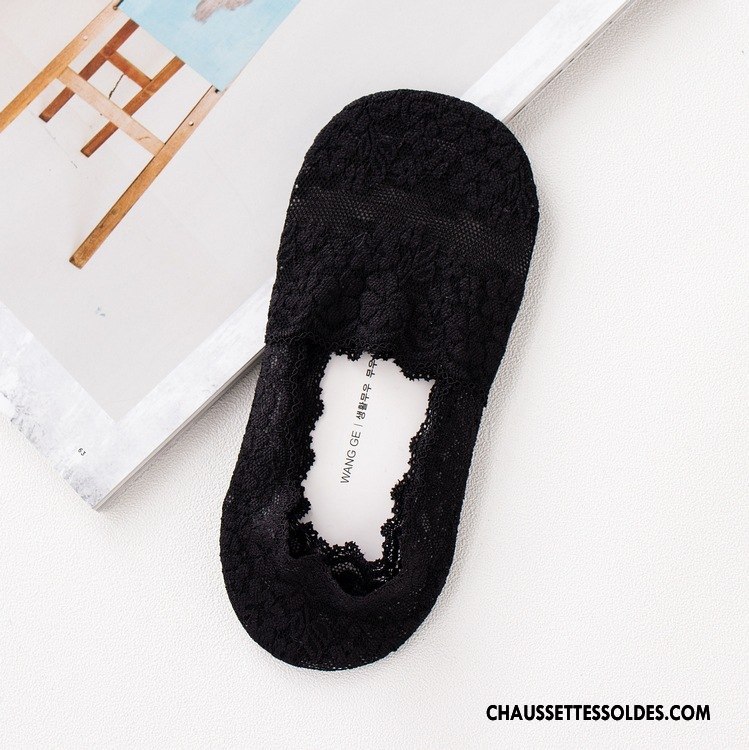 Bas Bas De Soie Femme Le Nouveau Invisible Marque Chaussette Chaussette Basse Coupée Dentelle Pure Foncé