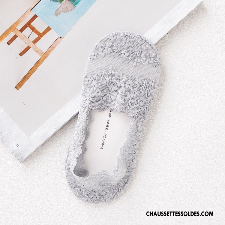 Bas Bas De Soie Femme Le Nouveau Invisible Marque Chaussette Chaussette Basse Coupée Dentelle Pure Foncé