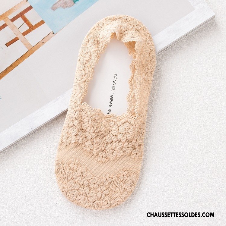 Bas Bas De Soie Femme Le Nouveau Invisible Marque Chaussette Chaussette Basse Coupée Dentelle Pure Foncé