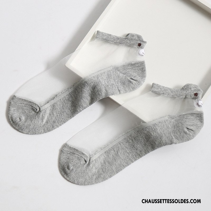 Bas Bas De Soie Femme Le Nouveau Ours Charmant Dessin Animé Chaussettes En Coton Frais Pure Violet