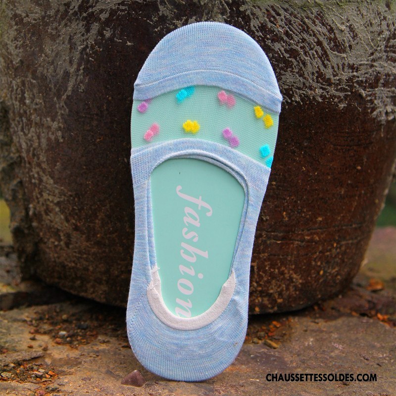 Bas Bas De Soie Femme Le Nouveau Silicone Chaussette Basse Coupée Été Antidérapant Invisible Bleu