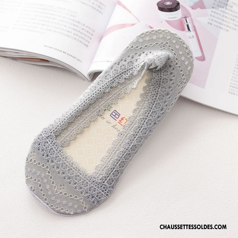 Bas Bas De Soie Femme Marque Chaussette Basse Coupée Le Nouveau Invisible Dentelle Pure Gris Clair