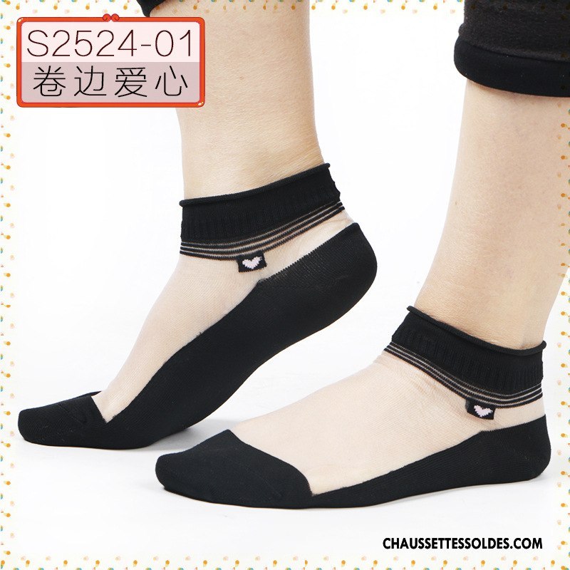 Bas Bas De Soie Femme Matelassé Respirant Basse Papillon Chaussette De Noël Chaussette Courte Noir Clair