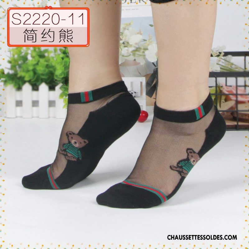 Bas Bas De Soie Femme Matelassé Respirant Basse Papillon Chaussette De Noël Chaussette Courte Noir Clair