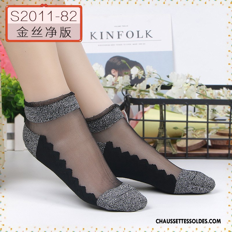 Bas Bas De Soie Femme Matelassé Respirant Chaussette Le Nouveau Chaussette De Noël Dame Noir Argent