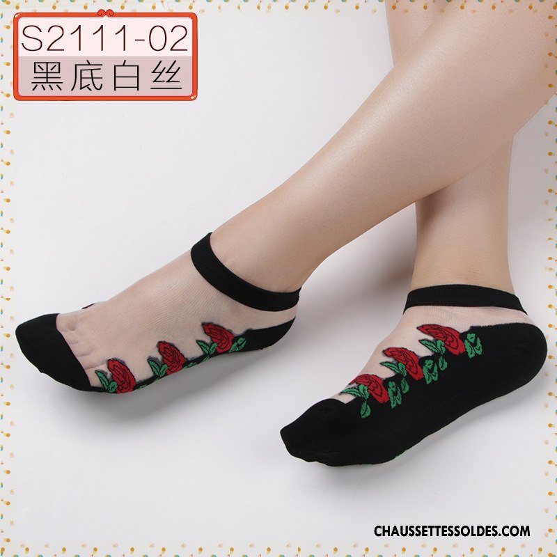 Bas Bas De Soie Femme Matelassé Respirant Chaussette Le Nouveau Chaussette De Noël Dame Noir Argent
