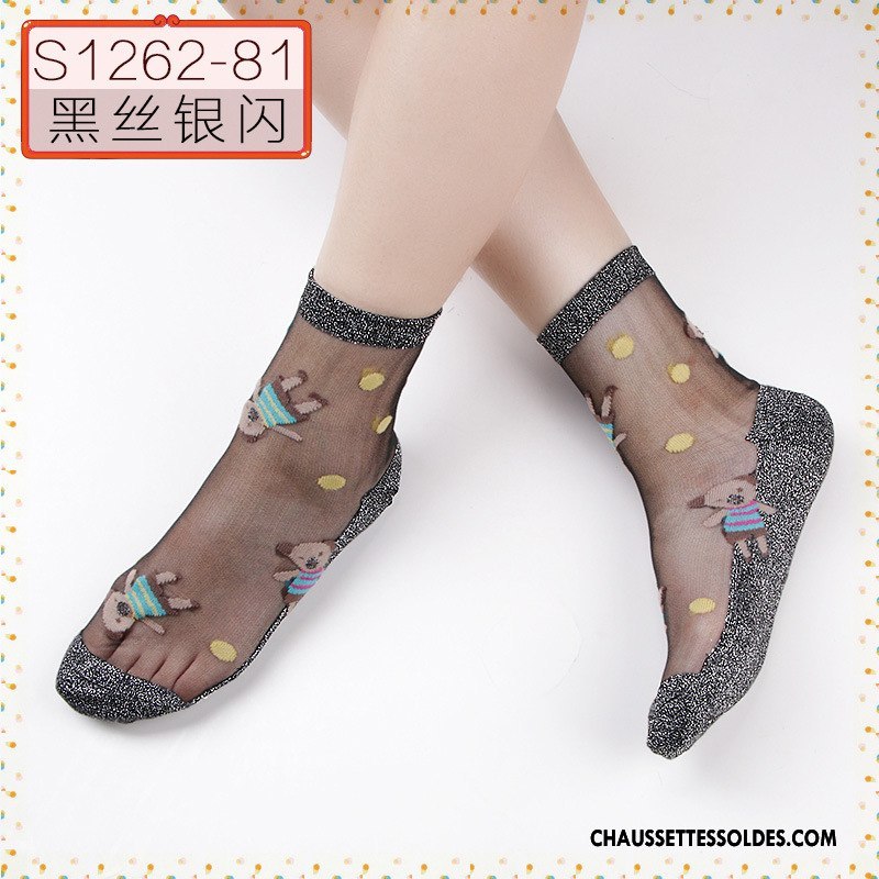 Bas Bas De Soie Femme Middle Waisted Chaussette Respirant Été Noir