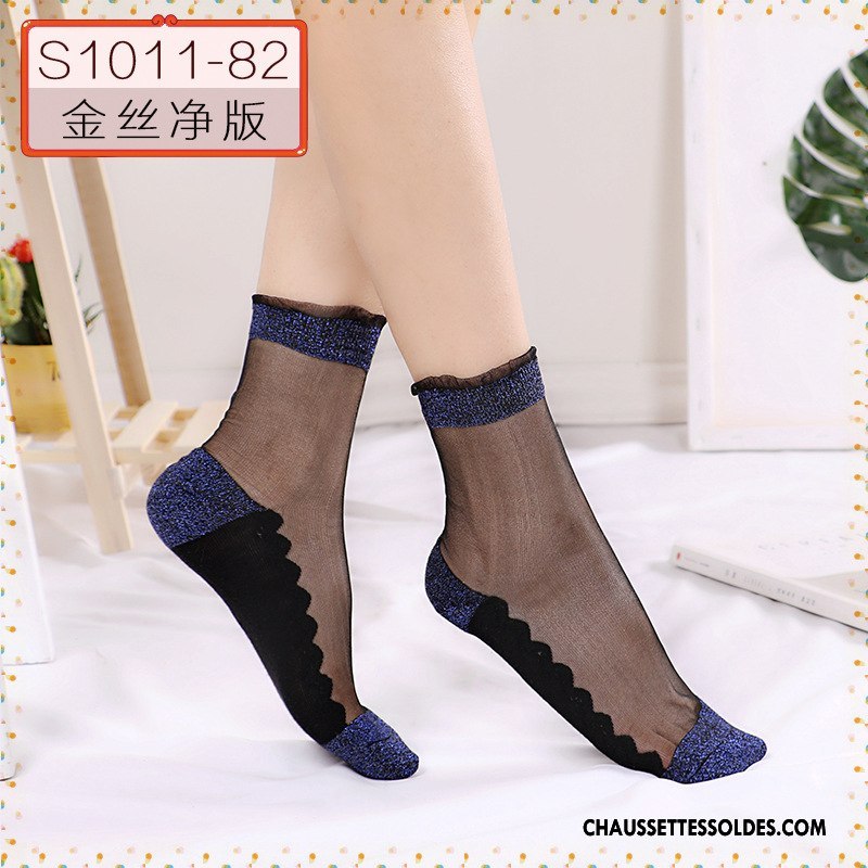 Bas Bas De Soie Femme Milieu Chaussette De Noël Simple Renforcé L'automne Soie De Glace Noir Argent