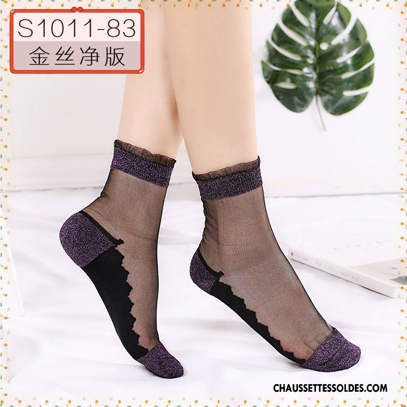 Bas Bas De Soie Femme Milieu Chaussette De Noël Simple Renforcé L'automne Soie De Glace Noir Argent