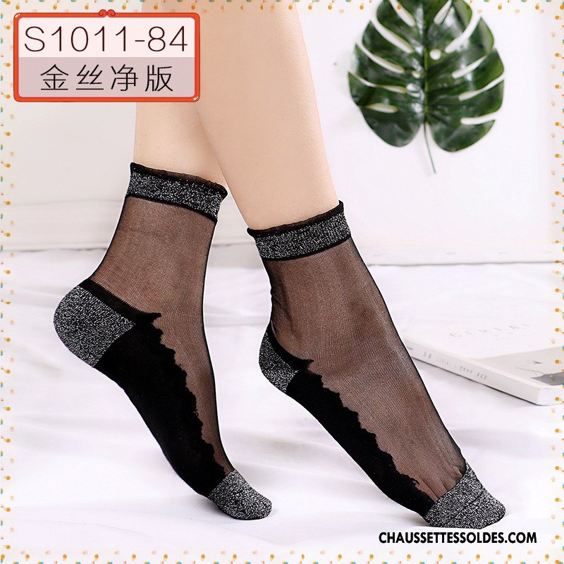 Bas Bas De Soie Femme Milieu Chaussette De Noël Simple Renforcé L'automne Soie De Glace Noir Argent
