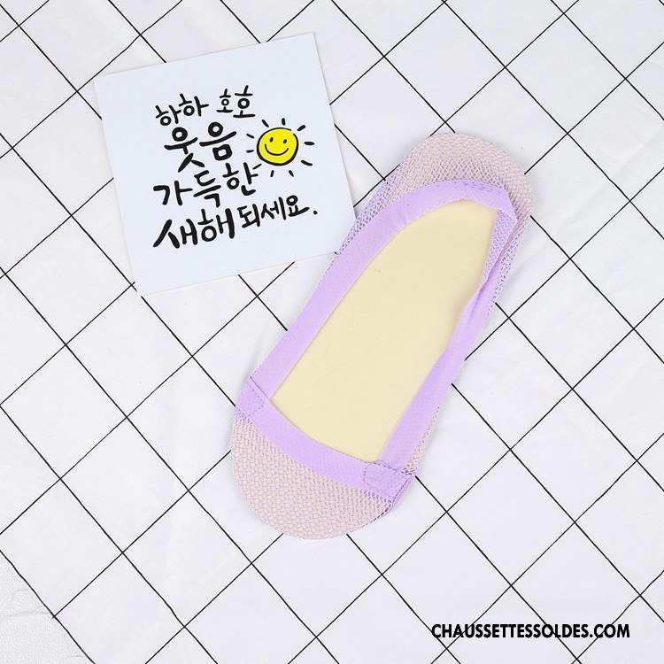 Bas Bas De Soie Femme Net Chaussette Basse Coupée À La Mode Anti-off Pas De Traces Silicone Noir Clair