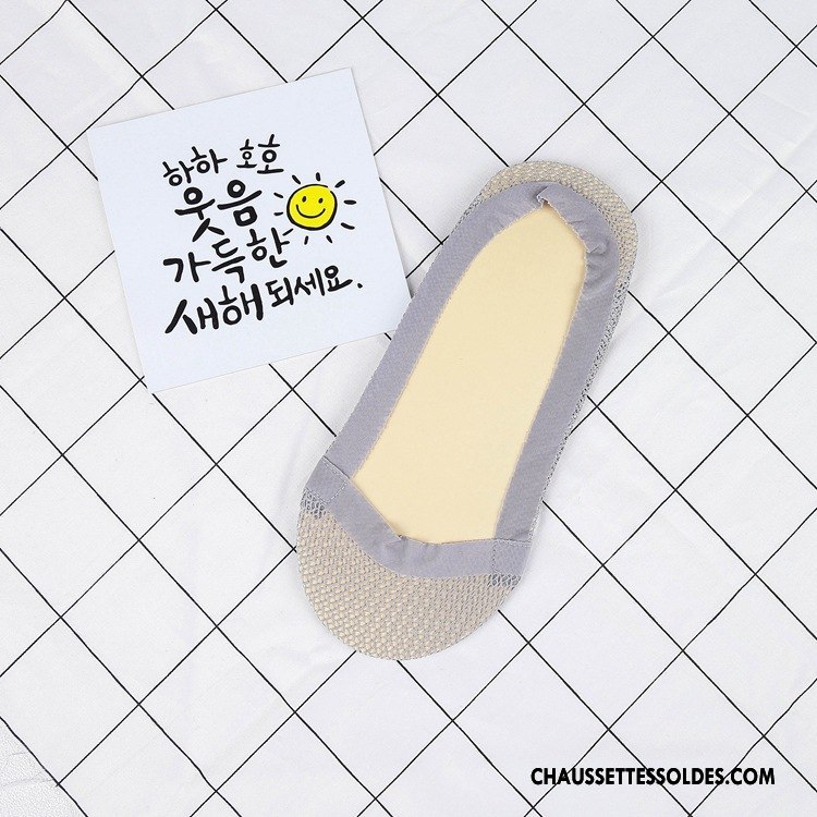Bas Bas De Soie Femme Net Chaussette Basse Coupée À La Mode Anti-off Pas De Traces Silicone Noir Clair