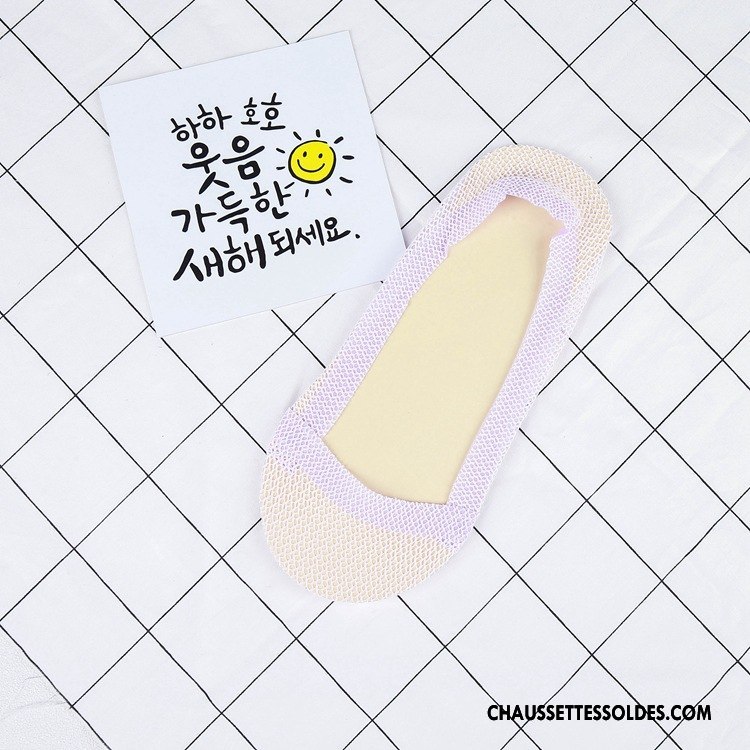Bas Bas De Soie Femme Net Chaussette Basse Coupée À La Mode Anti-off Pas De Traces Silicone Noir Clair