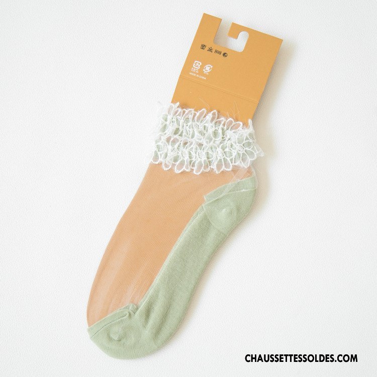 Bas Bas De Soie Femme Nouvelles Arrivées Chaussette De Noël Antidérapant Fleurs Dame Dentelle Vert Clair