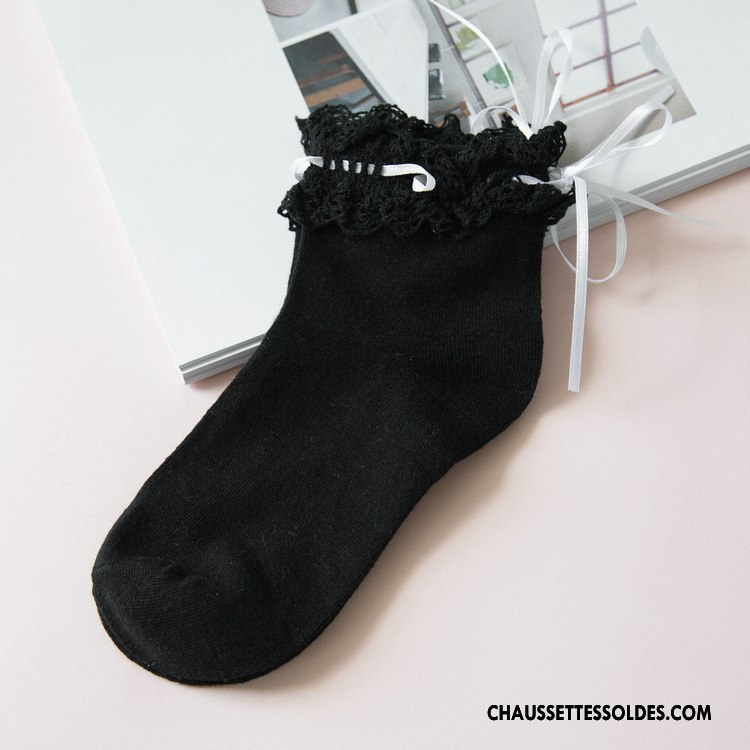 Bas Bas De Soie Femme Nouvelles Arrivées Chaussette Ruban Papillon Dentelle Chaussettes En Coton Blanc
