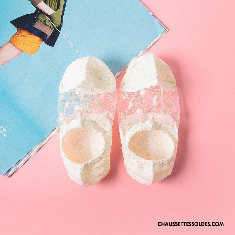 Bas Bas De Soie Femme Nouvelles Arrivées Été Dame Chaussette Basse Coupée Beige Yarn Net Blanc Clair