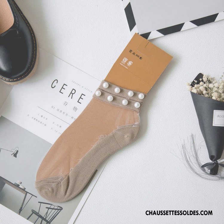 Bas Bas De Soie Femme Perle Dame Chaussette Courte Nouvelles Arrivées Légère Été Vert