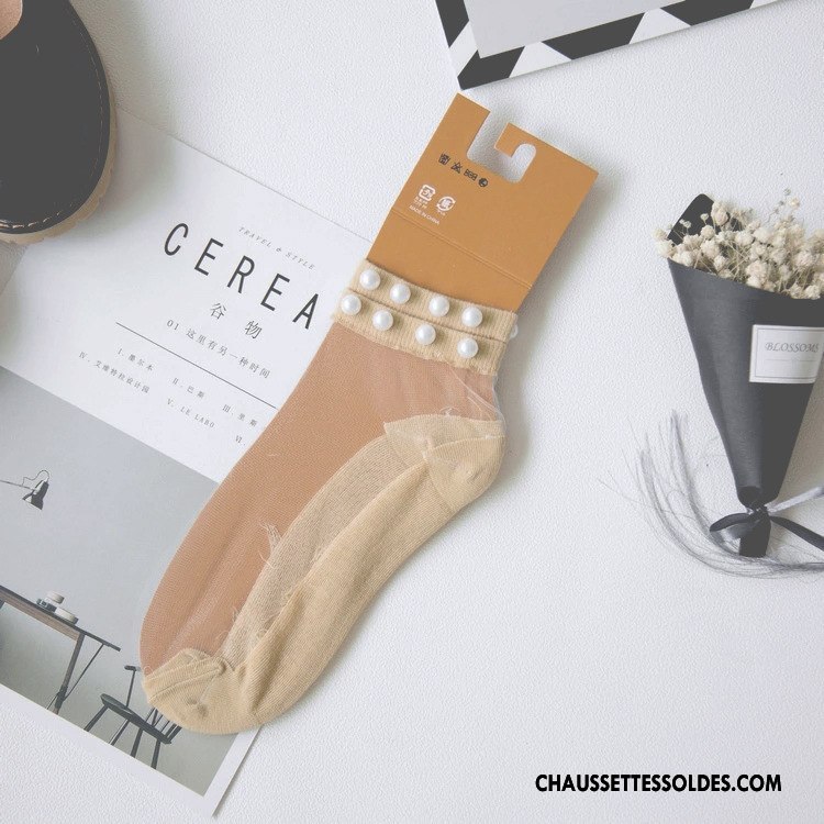 Bas Bas De Soie Femme Perle Dame Chaussette Courte Nouvelles Arrivées Légère Été Vert