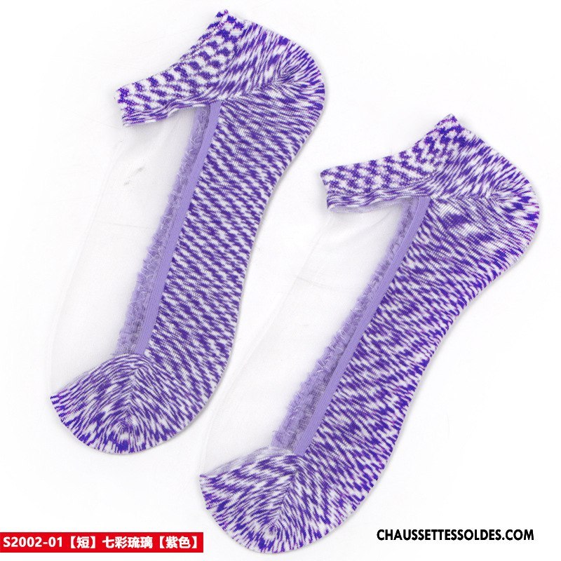Bas Bas De Soie Femme Printemps Cristal Chaussette Courte Été Matelassé Coloré Blanc Jaune