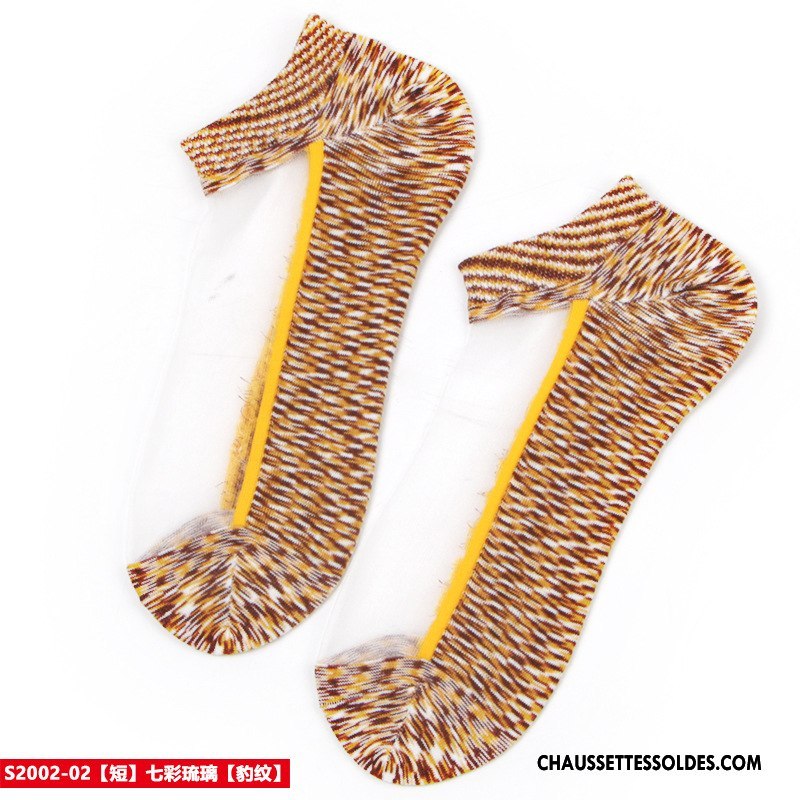 Bas Bas De Soie Femme Printemps Cristal Chaussette Courte Été Matelassé Coloré Blanc Jaune