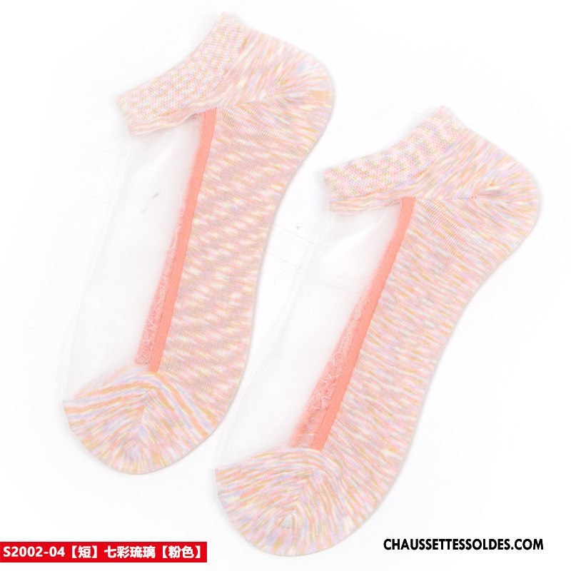 Bas Bas De Soie Femme Printemps Cristal Chaussette Courte Été Matelassé Coloré Blanc Jaune