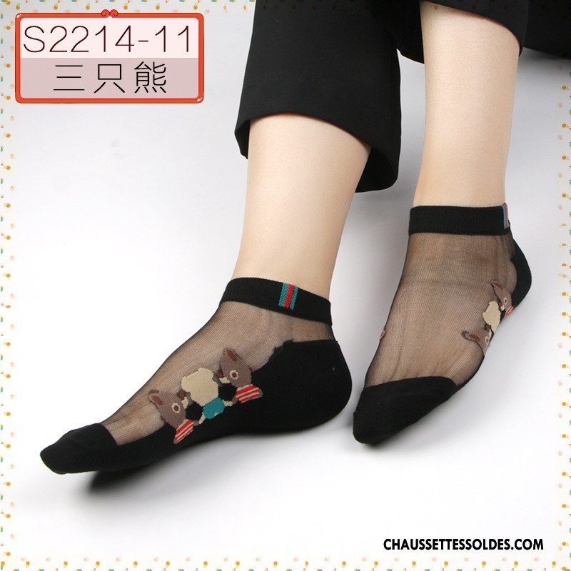 Bas Bas De Soie Femme Printemps Floral Style Chaud Petit Ajouter Du Coton Cristal Noir