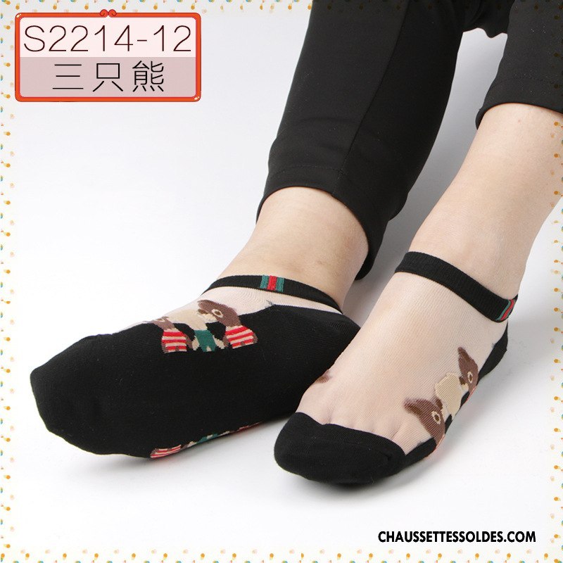 Bas Bas De Soie Femme Printemps Floral Style Chaud Petit Ajouter Du Coton Cristal Noir