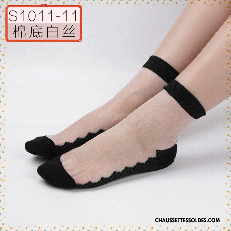 Bas Bas De Soie Femme Printemps Floral Style Chaud Petit Ajouter Du Coton Cristal Noir