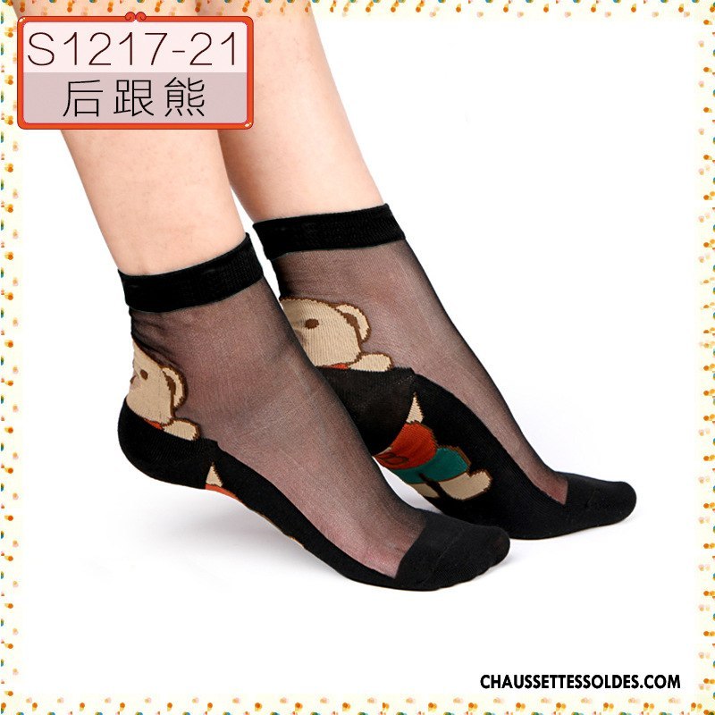 Bas Bas De Soie Femme Printemps Floral Style Chaud Petit Ajouter Du Coton Cristal Noir