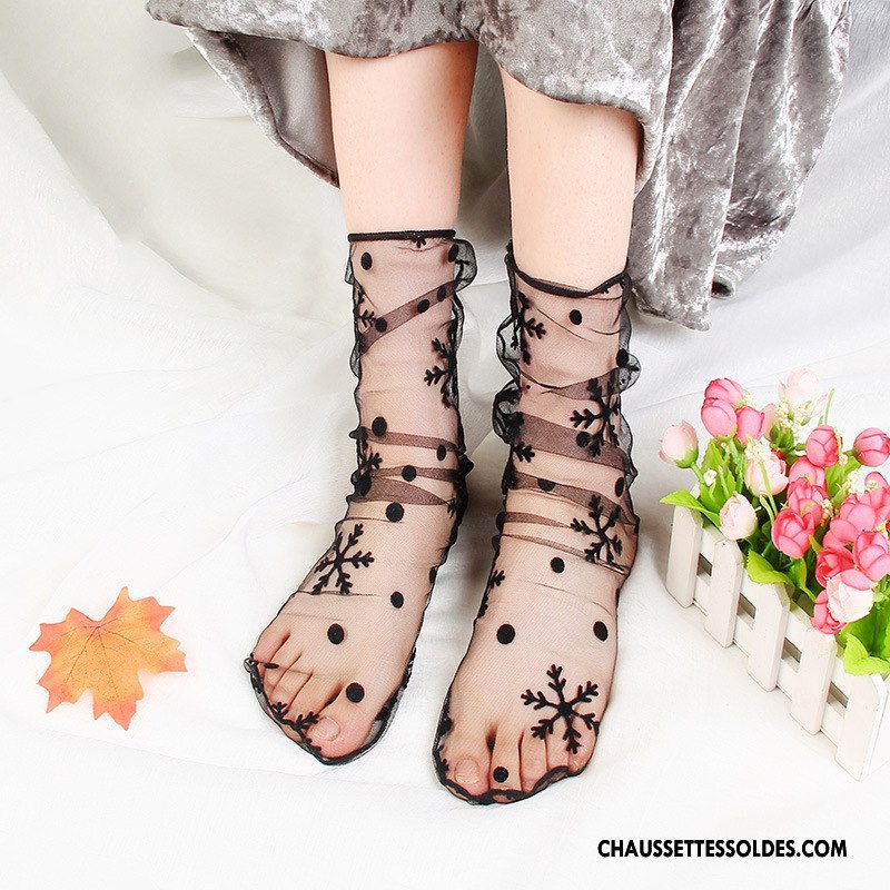 Bas Bas De Soie Femme Printemps Été Tous Les Assortis Chaussette Milieu Le Nouveau Noir