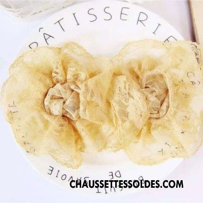 Bas Bas De Soie Femme Rétro Chaussette Creux Guipure Dentelle Très Mince Doux Jaune
