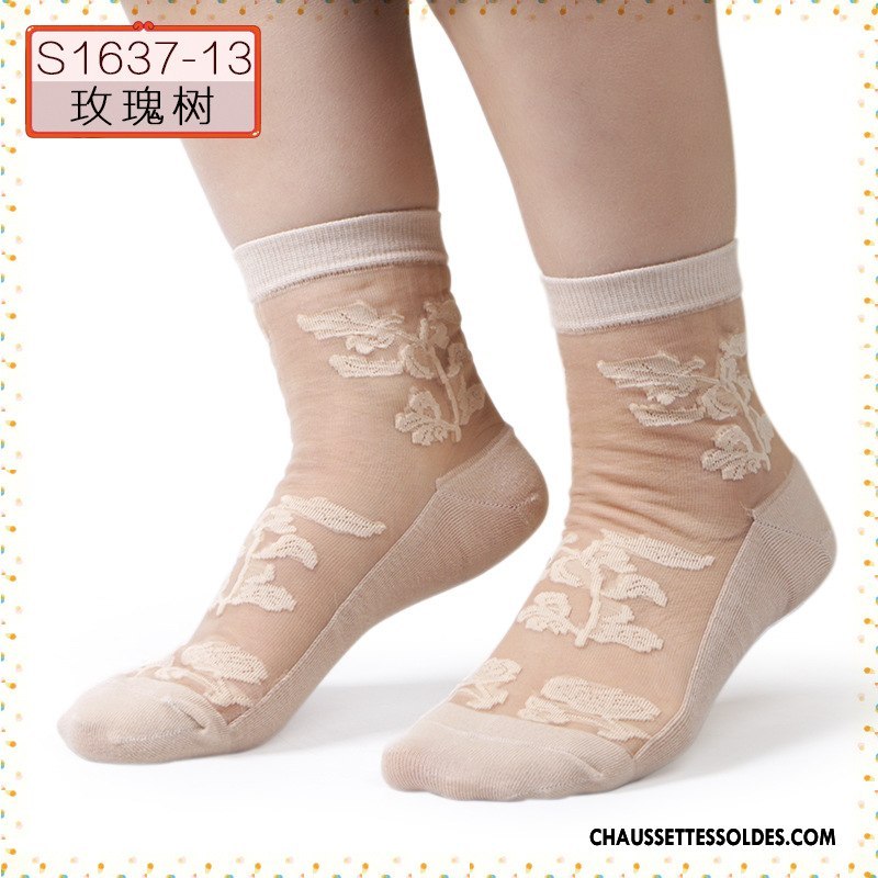 Bas Bas De Soie Femme Sexy Chaussette De Noël Cristal Fleurs Anti-off Ajouter Du Coton Noir