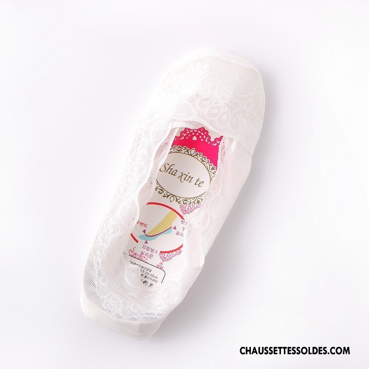 Bas Bas De Soie Femme Sexy En Maille Chaussette Dentelle Chaussette Basse Coupée Silicone Blanc