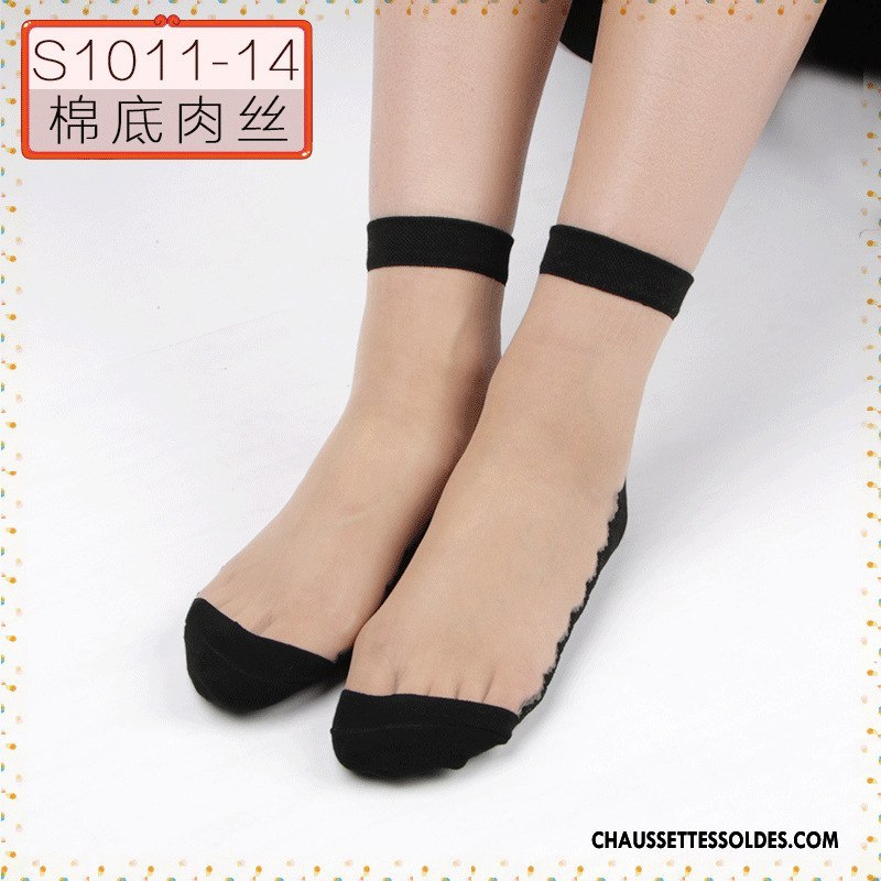 Bas Bas De Soie Femme Sexy Milieu Absorber La Sueur Respirant Chaussette De Noël Ajouter Du Coton Noir