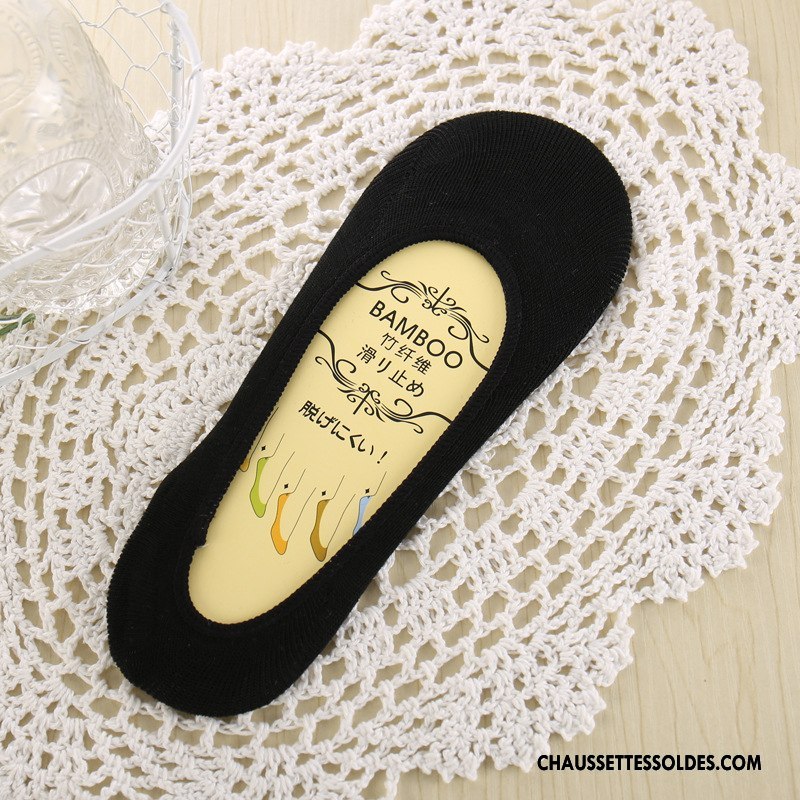 Bas Bas De Soie Femme Silicone Anti-off Chaussette Été Courte Bambou Pure Jaune Clair