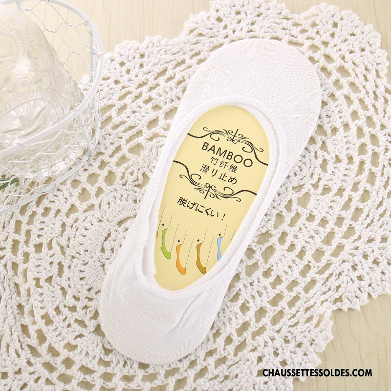Bas Bas De Soie Femme Silicone Anti-off Chaussette Été Courte Bambou Pure Jaune Clair
