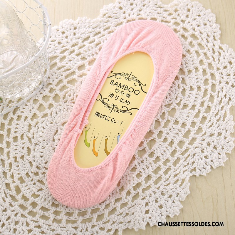 Bas Bas De Soie Femme Silicone Anti-off Chaussette Été Courte Bambou Pure Jaune Clair