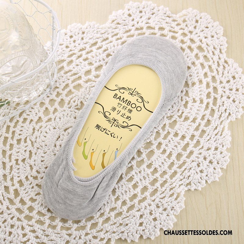 Bas Bas De Soie Femme Silicone Anti-off Chaussette Été Courte Bambou Pure Jaune Clair