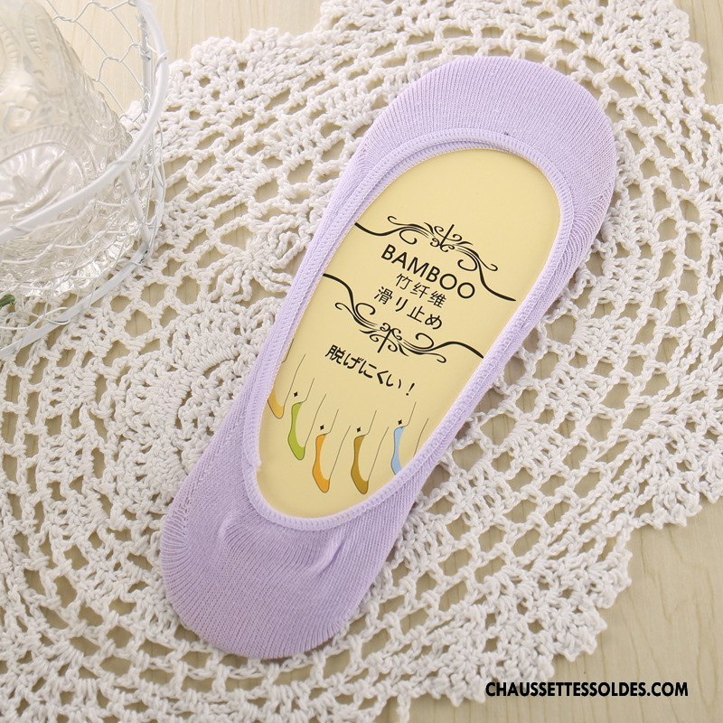 Bas Bas De Soie Femme Silicone Anti-off Chaussette Été Courte Bambou Pure Jaune Clair