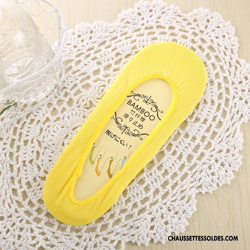 Bas Bas De Soie Femme Silicone Anti-off Chaussette Été Courte Bambou Pure Jaune Clair