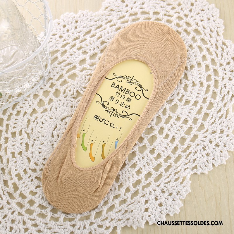 Bas Bas De Soie Femme Silicone Anti-off Chaussette Été Courte Bambou Pure Jaune Clair
