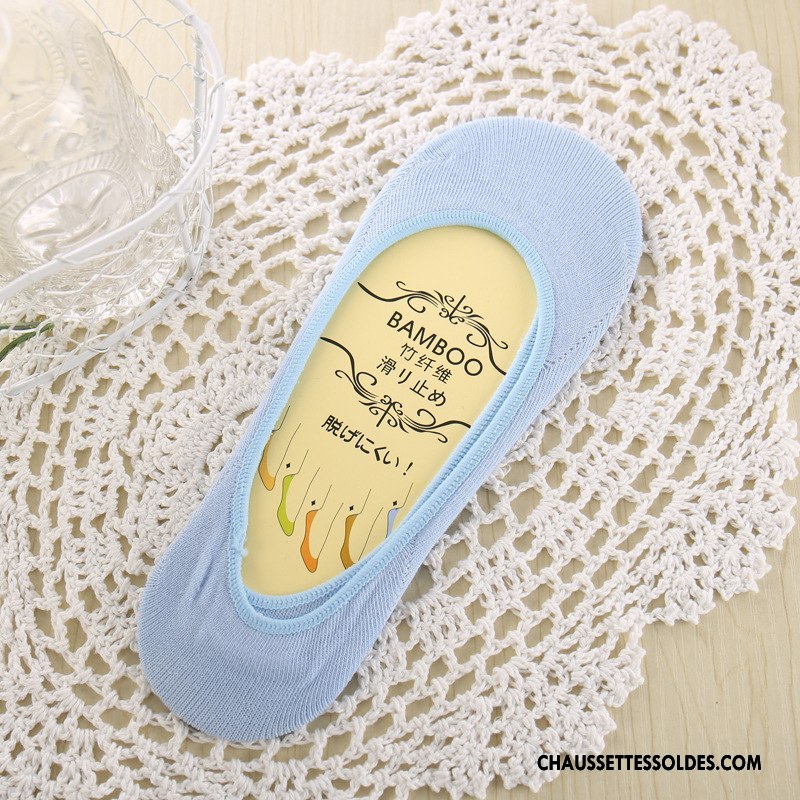 Bas Bas De Soie Femme Silicone Anti-off Chaussette Été Courte Bambou Pure Jaune Clair