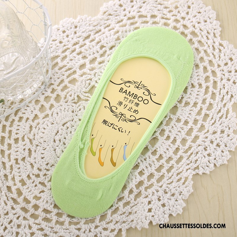 Bas Bas De Soie Femme Silicone Anti-off Chaussette Été Courte Bambou Pure Jaune Clair