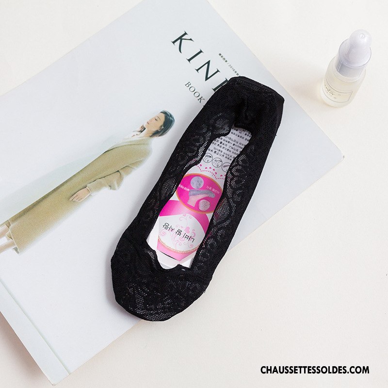 Bas Bas De Soie Femme Silicone Chaussette Basse Coupée Dentelle Invisible Été Paon Rose