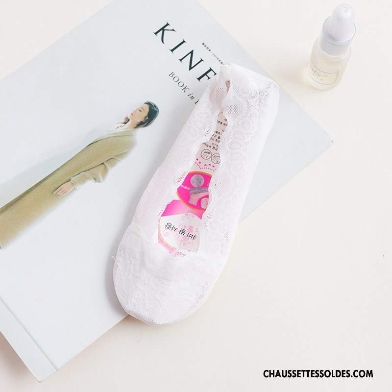 Bas Bas De Soie Femme Silicone Chaussette Basse Coupée Dentelle Invisible Été Paon Rose